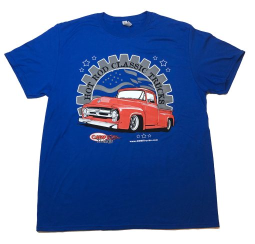 Red 56 Ford Truck on Royal Blue T-Shirt